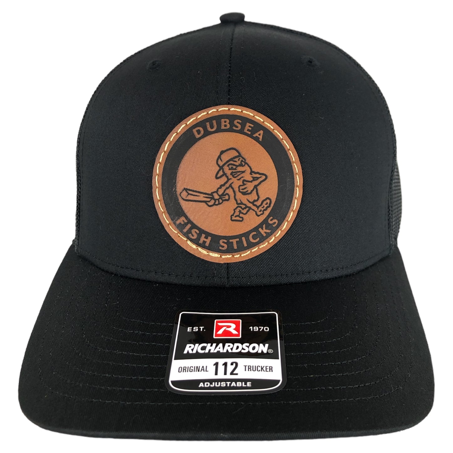 DubSea Fish Sticks black, leather patch Richardson 112 adjustable .