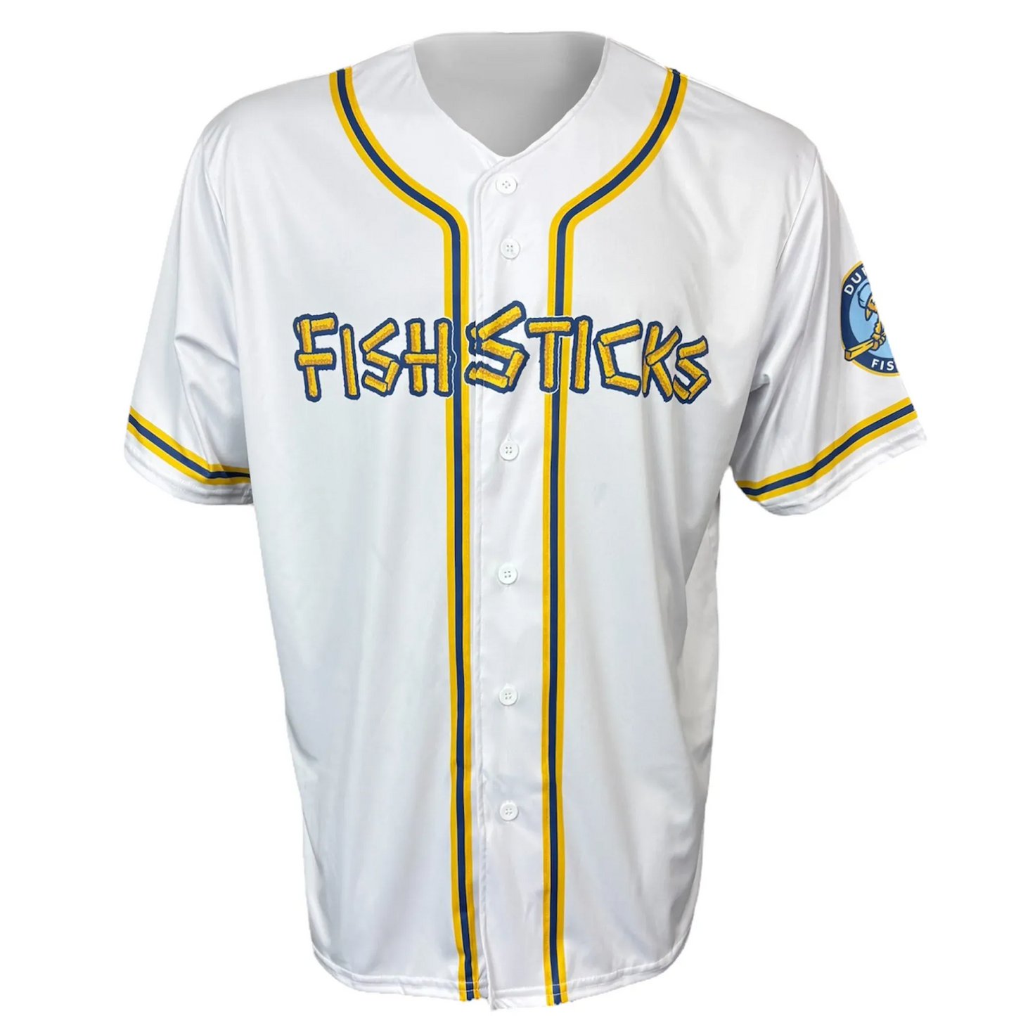Jersey | Home | Fish Sticks Wordmark | White/Navy/Gold