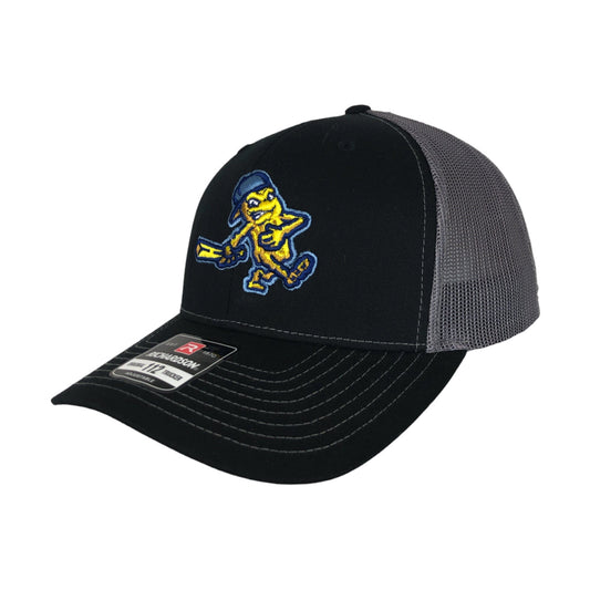 Fish Sticks black and grey adjustable trucker hat.