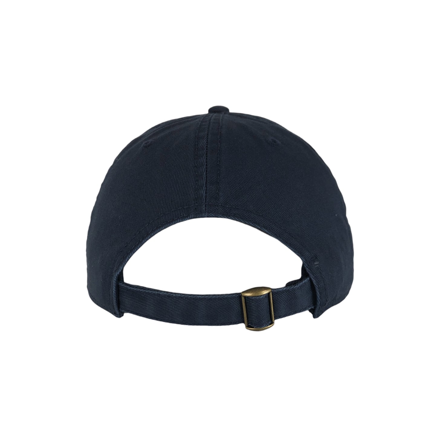 Back of the DubSea Fish Sticks navy blue relaxed fit dad hat, with adjustable strap.