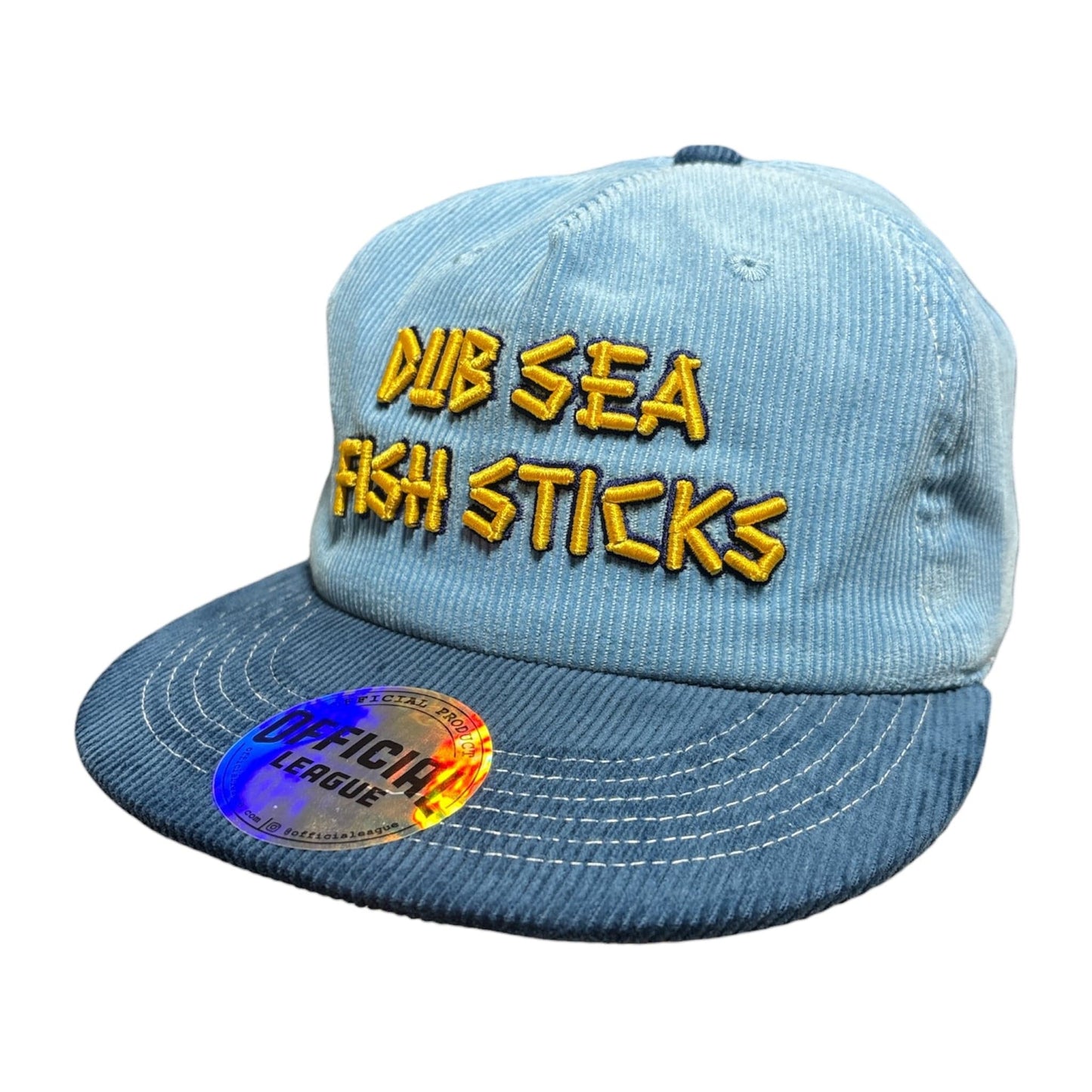 Official League | Fish Sticks Text Logo | Light Blue | Cord Hat