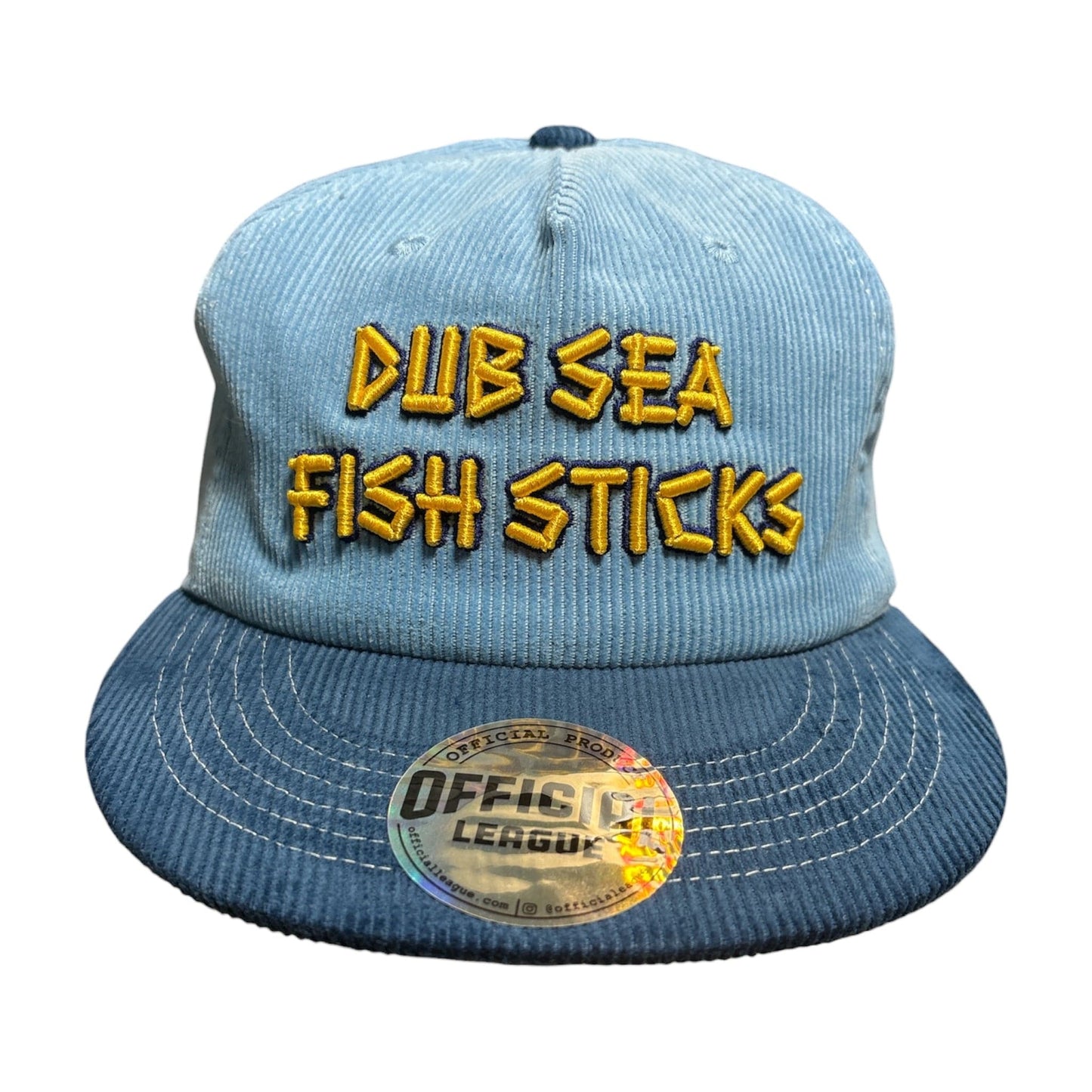 Official League | Fish Sticks Text Logo | Light Blue | Cord Hat