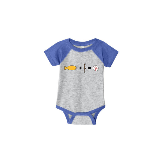 Rabbit Skins Infant Baseball Onesie | MS Paint Logo | Heather/Royal Blue