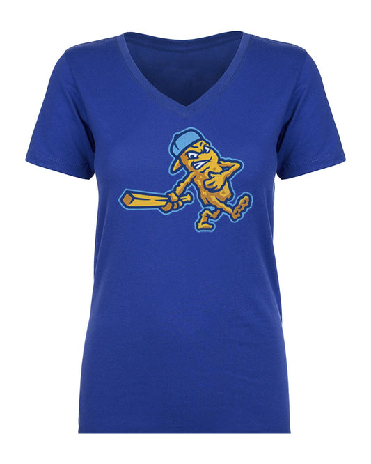 Women's V-neck T-Shirt | Fish Sticks Primary Logo | Royal Blue